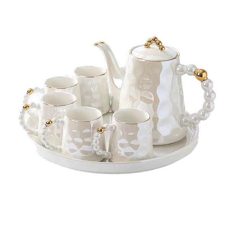 1300ml ボリューム ピンク パール シェル セラミック カフェ カップ と サウザー セット モダン シャイック デザイン