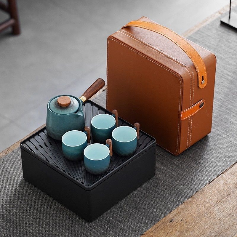 木とガラスの茶碗 お茶カップセット 伝統的な功夫茶の儀式体験