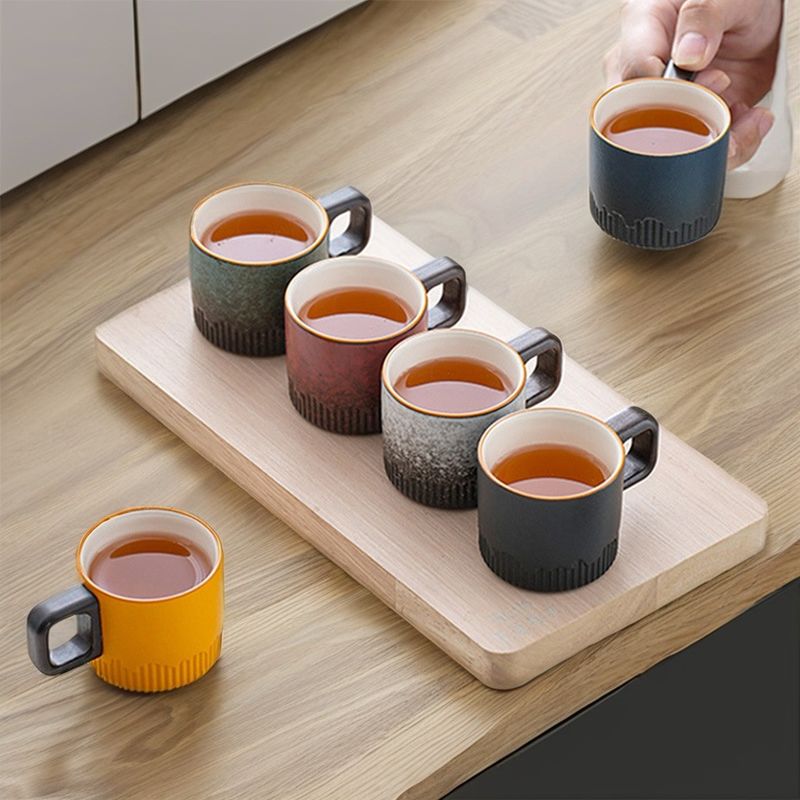 ノルディック コンパクト セラミック カフェカップ 50ml カントリーデザインと木製のハンドル
