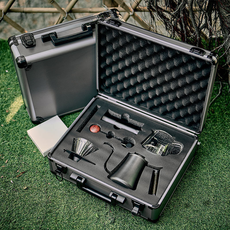 高プラスチックフィルターポットと紙アクセサリーとセラミックガラスハンドブルーコーヒーセット