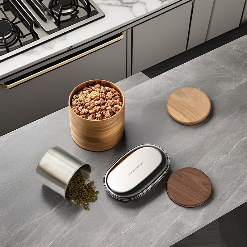 カフェと紅茶の保管用 彫刻木製蓋のステンレス鋼の真空容器 11/12/13/14cm