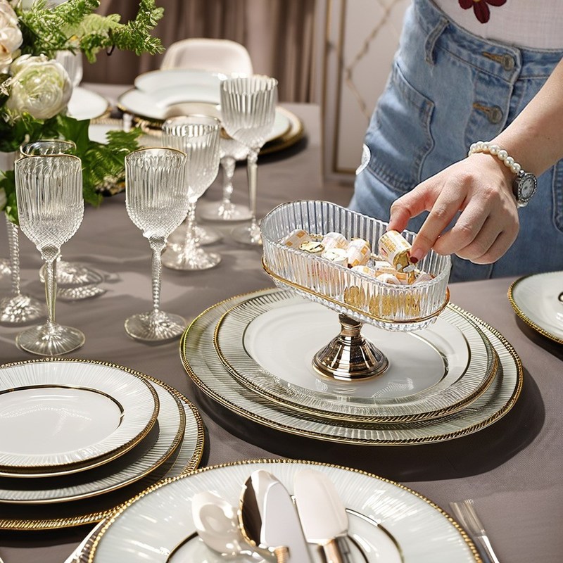 ゴールデン 鹿 デザイン ミニマリスト グラスプレート セット 食品の保管に最適 学校に戻る