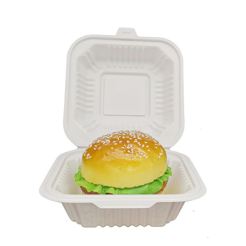 白い四角形のプラスチック製のランチボックス 積み立てられる食品容器 電子レンジ用セーフ蓋付き
