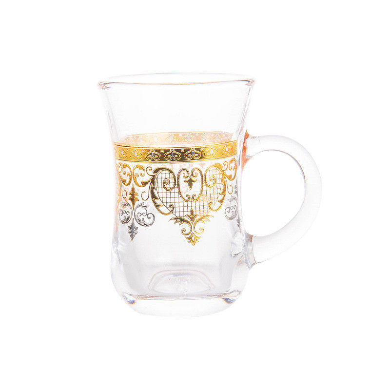 持続可能 ゴールド 塗装 ハンドル ガラス コーヒー ミルク ティー カップ プレイス セット 室内 12個セット
