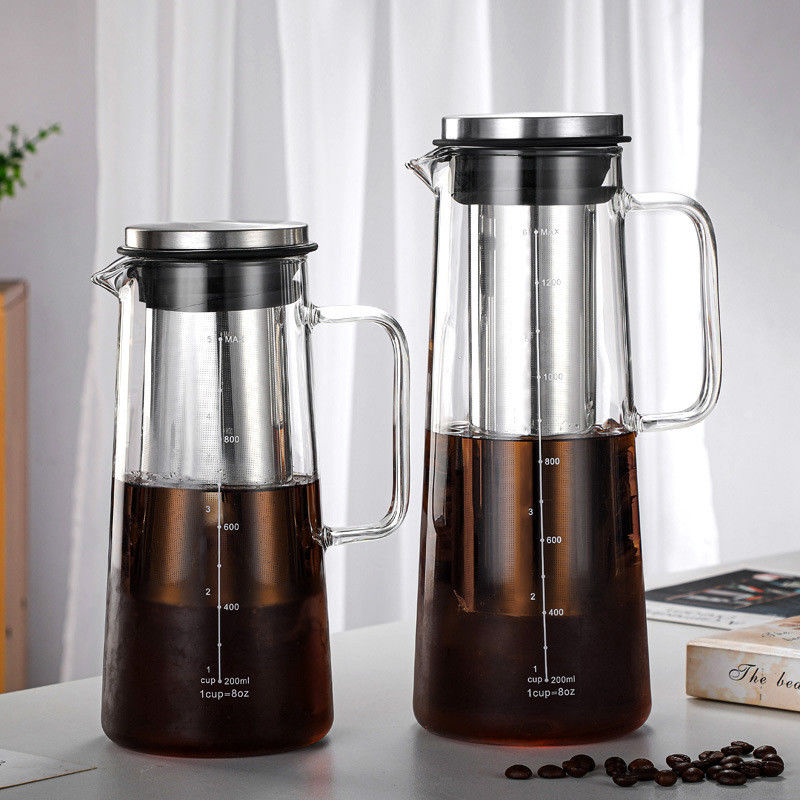 1L/1.4L 高温耐性のガラス水瓶 冷酒コーヒーと果物
